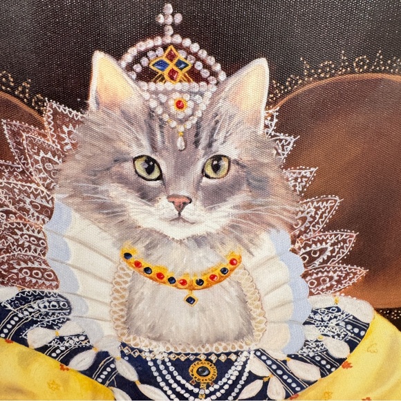 Carol Lew Cat Canvas Print Regal Renaissance Grey White Cat 11x14 Gallery - Picture 5 of 8